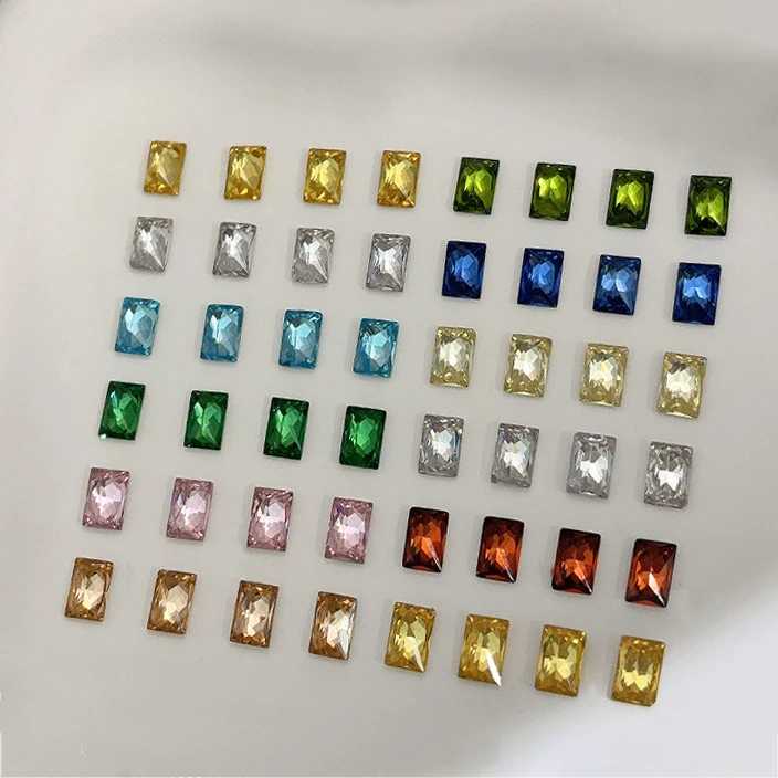 สีสันหินน้ําตาล Rhinestone เรขาคณิตคริสตัลเพทาย Sparkle Pile เจาะเล็บเซอร์โคเนียมตกแต่งเล็บเครื่องมืออุปกรณ์เสริม