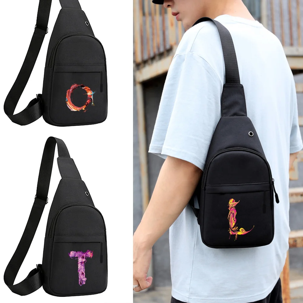 

2025 New Chest Bag Multi-functional Messenger Pack Men Simple Nylon Fashion Paint Series One Shoulder Crossbody Bag