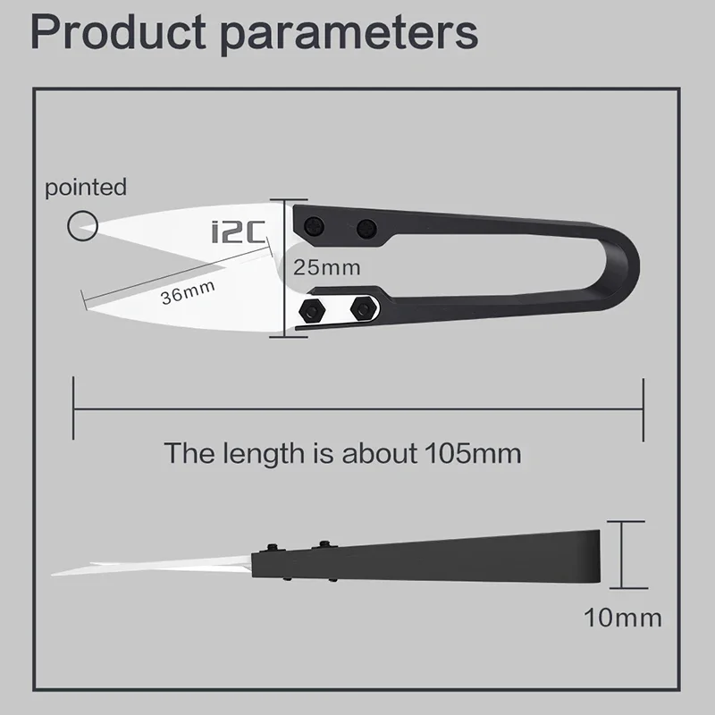 I2C JD01 U-Shape Ceramic Insulated Shears for Mobile Phone Battery Flex Cable Cutting Universal Household Repair Scissors Tools