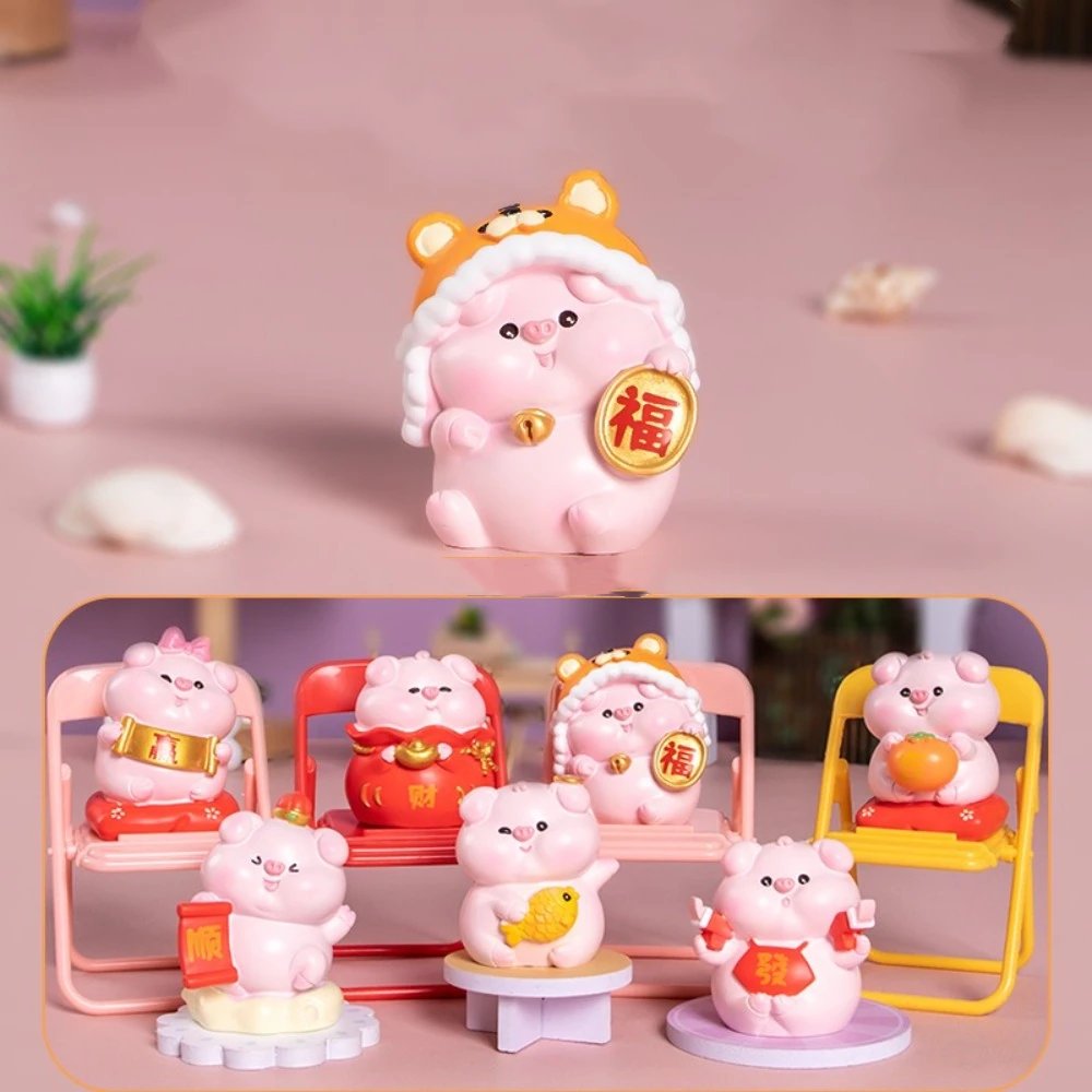 Cartoon Pink Piggy Figurine Dream Series Get Rich Series Miniaturas Ornament Lulu Pig Happy Everyday Series Surprise Bag