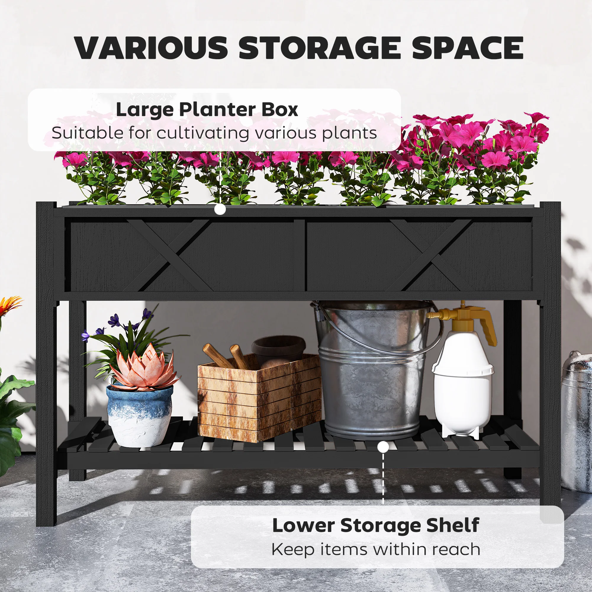 Garden Storage Box - Caixa de Plantio Elevada em Madeira,