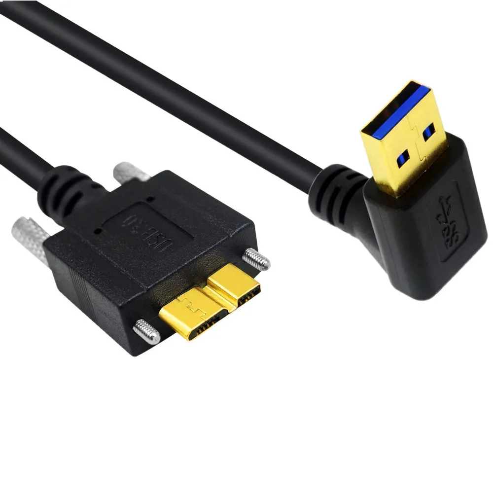 90 Grad USB 3,0 zu Micro B Kabel mit Schraub verriegelung Unterstützung Daten synchron isation und Ladekabel für mobile Festplatten-Industrie kamera