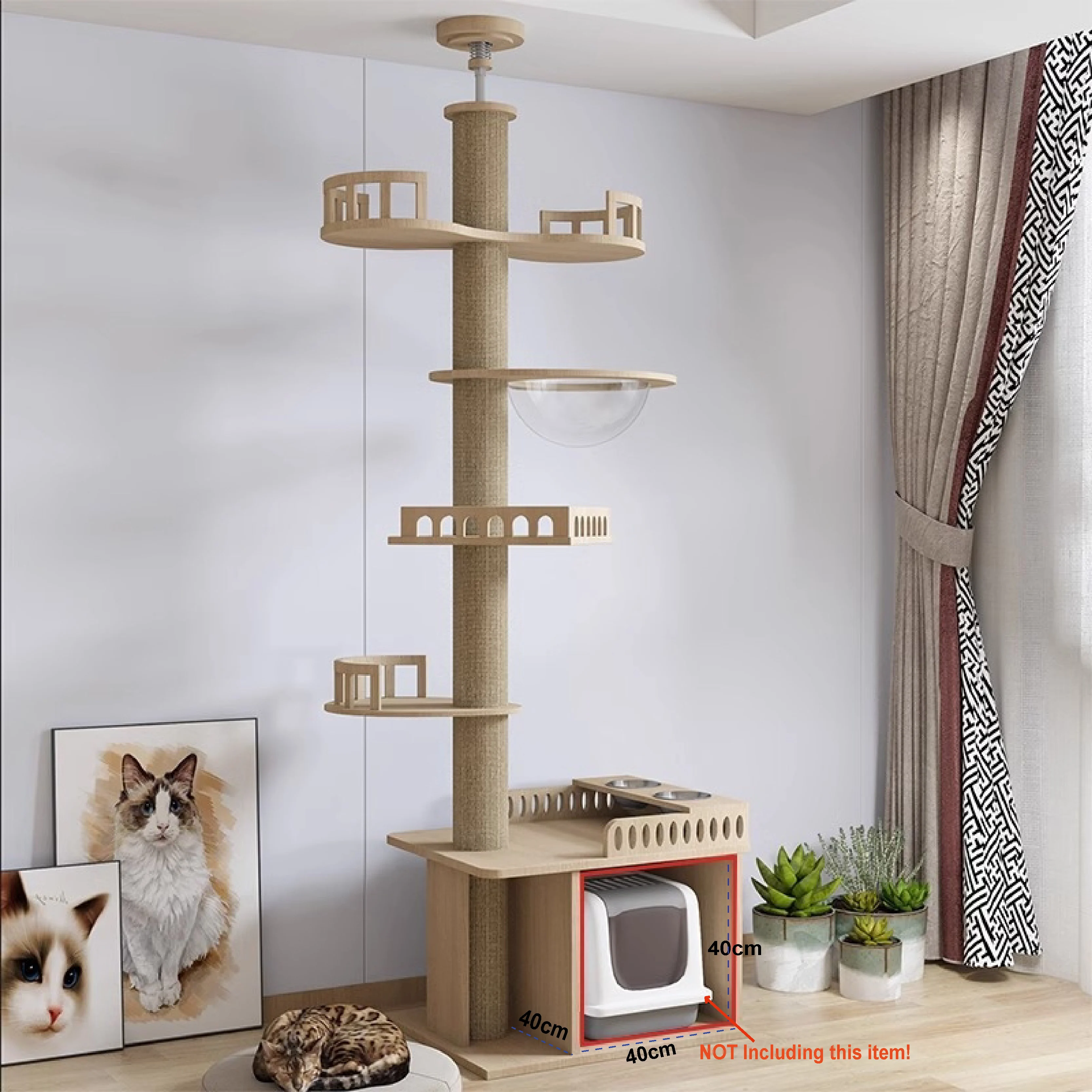 Regulowany domek dla kota Wieża dla kota od podłogi do sufitu Wielopoziomowy apartament dla kotów z drapakiem Hamak dla zwierząt domowych Produkty dla zwierząt domowych — zdjęcie 6