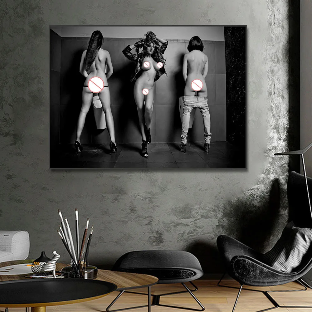 

Black and White Bathroom Toilet Decor Posters Canvas Painting Print Room Home Bar Cafe Room Wall Decor M130