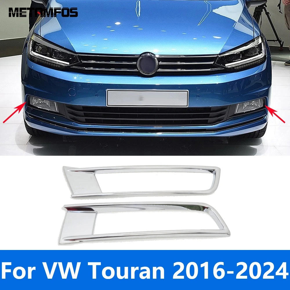 Car Accessories For Volkswagen VW Touran 2016-2022 2023 2024 Chrome Front Fog Lamp Light Cover Trim Foglight Bumper Protector