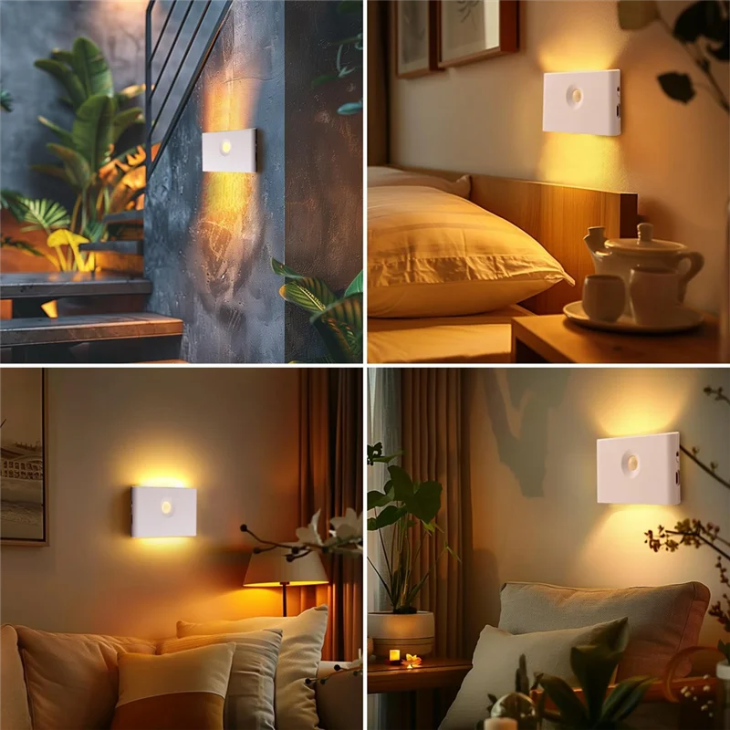 LED Intelligent Sensor Night Light USB Charging Motion Sensor Wall Light For Bedroom Corridor Cabinet Lighting-B51B
