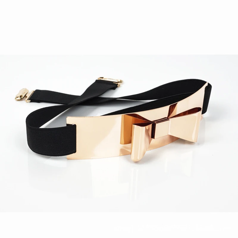 Fashion Waist Belts for Women Metal Dress Belts Elastic Stretch Waist Cincher Waistband Retro Obi Waist Belt