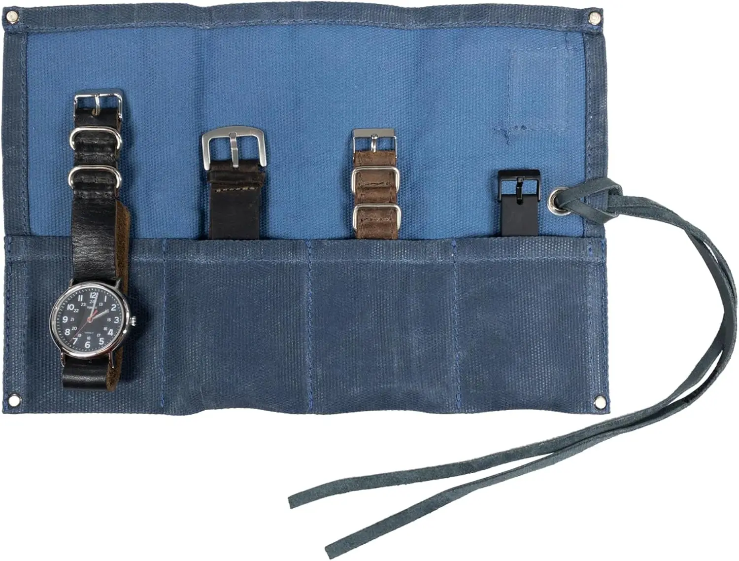 

Водонепроницаемый вощеный холщовый рулон часов для скрытия и питья, органайзер для путешествий с 4 отделениями, синий