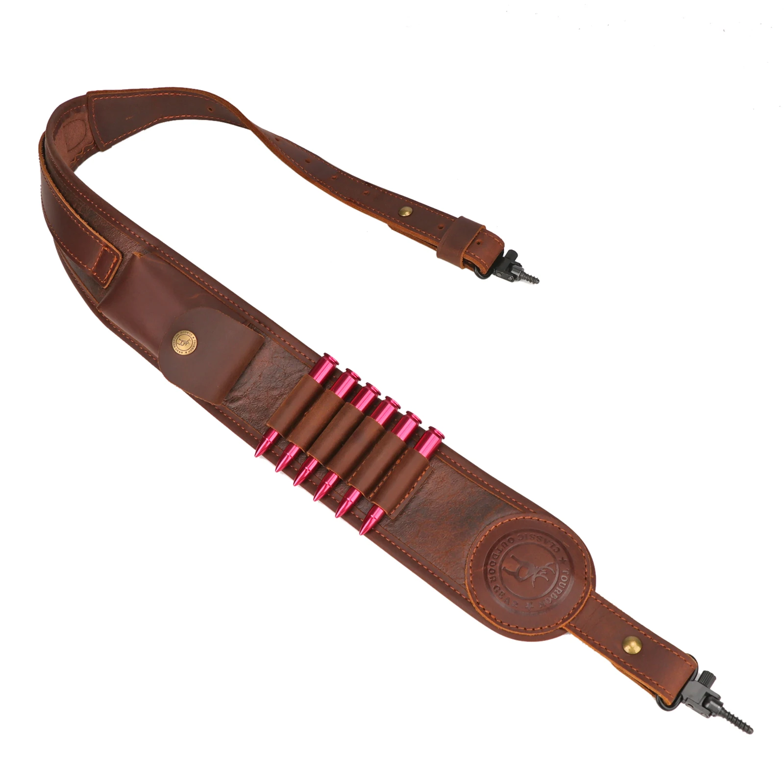 Tourbon Correa de Rifle Cuero con Soporte Portacartuchos - imagen 4
