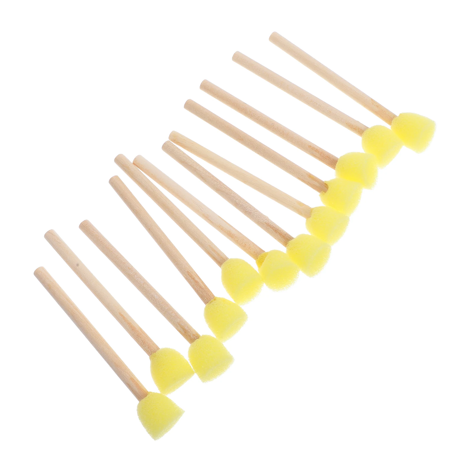 

12pcs Round Sponge Painting Brushes 1 5cm Wooden Handles Foam Brush Supplies Graffiti Tools Yellow Paint Pen