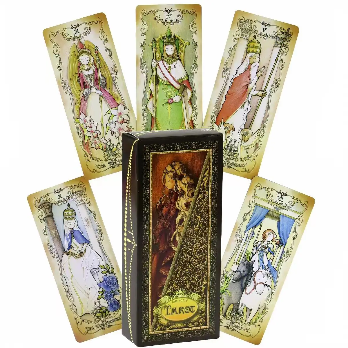 Cartes de Tarot Low Scare 78 pièces, jeu de cartes d'oracle Kawaii mignon sur le thème des contes de fées, idéal pour les débutants en divination, jeu de société spirituel de sorcellerie