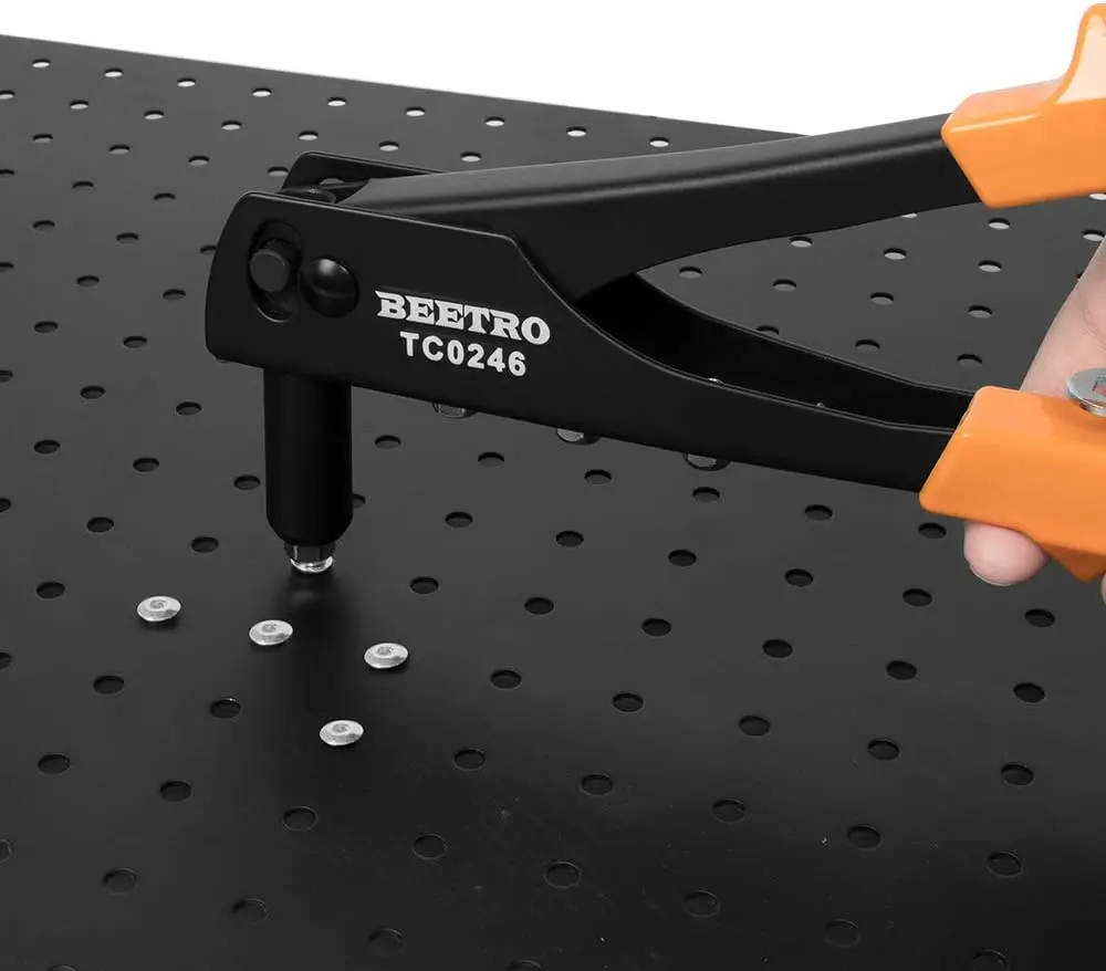 برشام يدوي عالي التحمل مع 4 قطع أنف و100 قطعة مسامير، للمعادن والبلاستيك والجلود