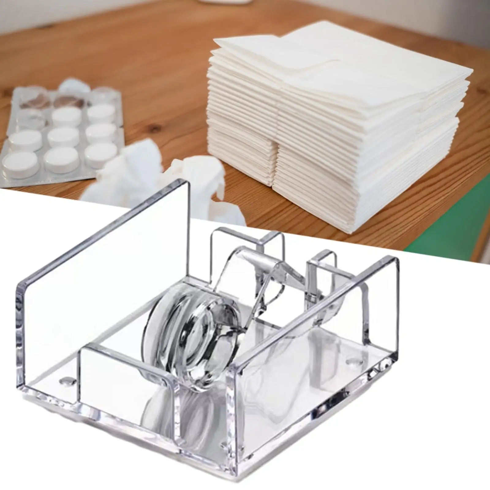 Napkin Holder Durable Square Acrylic Dinning Table Tissue Dispenser Organizer Paper Dispenser For Bar Dinning Table Kitchen