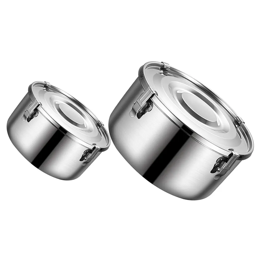 

2pcs Stainless Steel Picnic Box Lunch Containers 12cm 14cm Leakproof Airtight Bento Camping Food Storage Outdoor