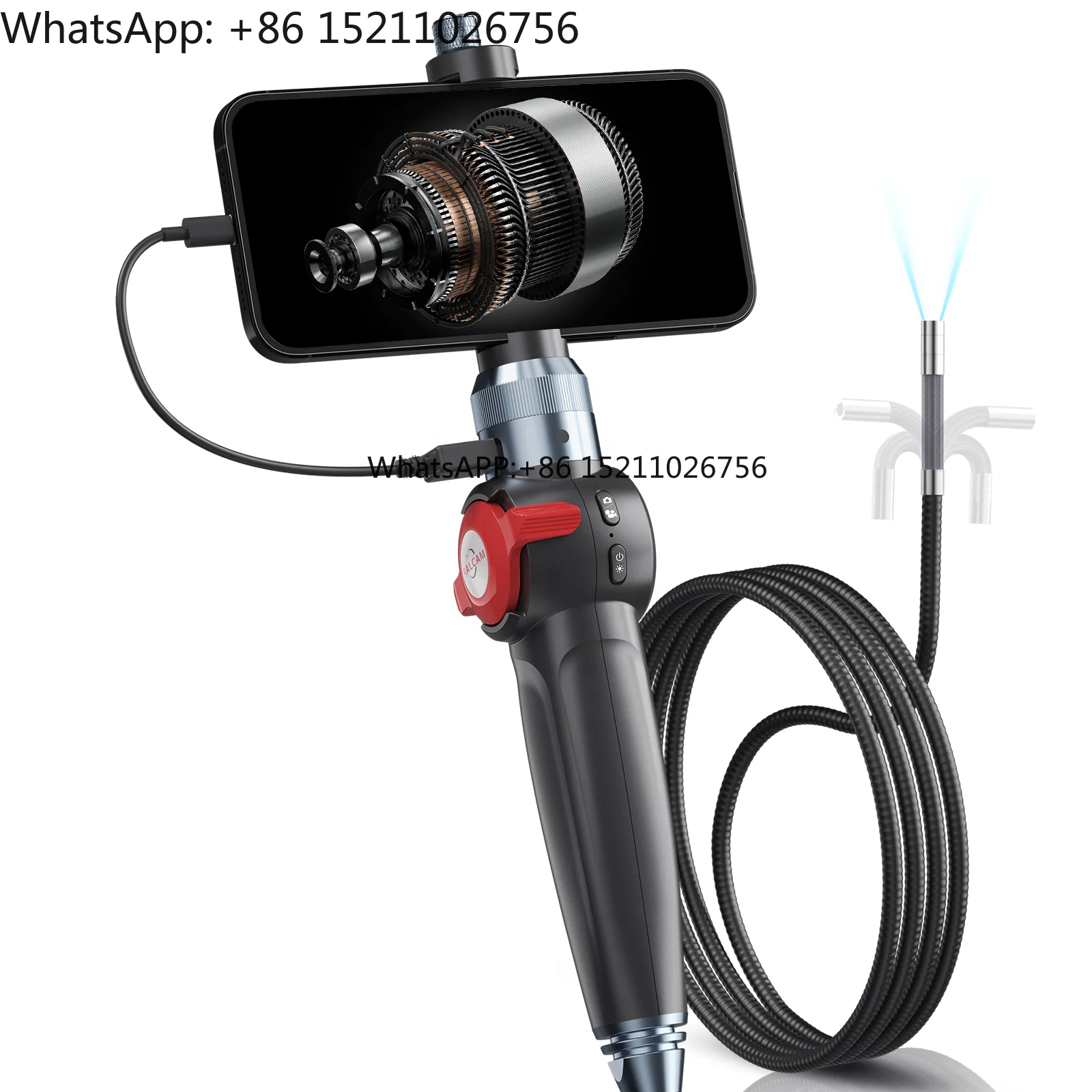 Snack Endoscope - 8.5MM Borescope Waterproof Inspection 180° Articulating HD USB Phone - for Auto Checking