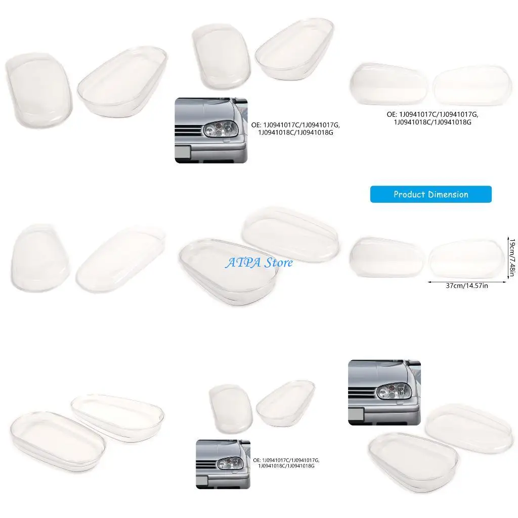 

U13C 1 Pair Plastic Headlight Lenses Replacement Headlamp Cover Shell Auto Accessories