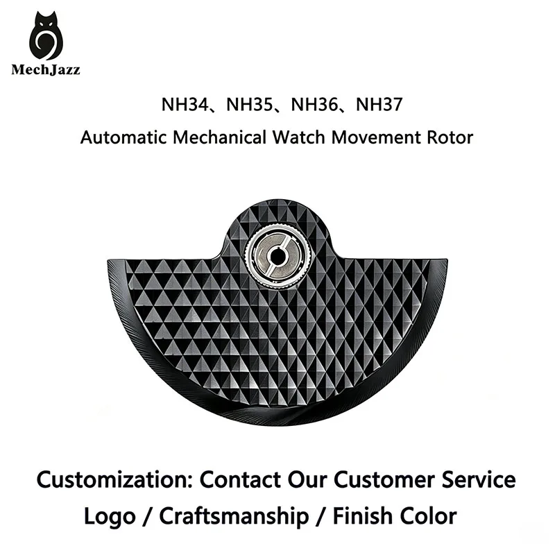 MechJazz Customizable Diamond-Cut Automatic Rotor Fits NH35 NH36 Movements,Replacement Oscillating Weight for Watch Modification