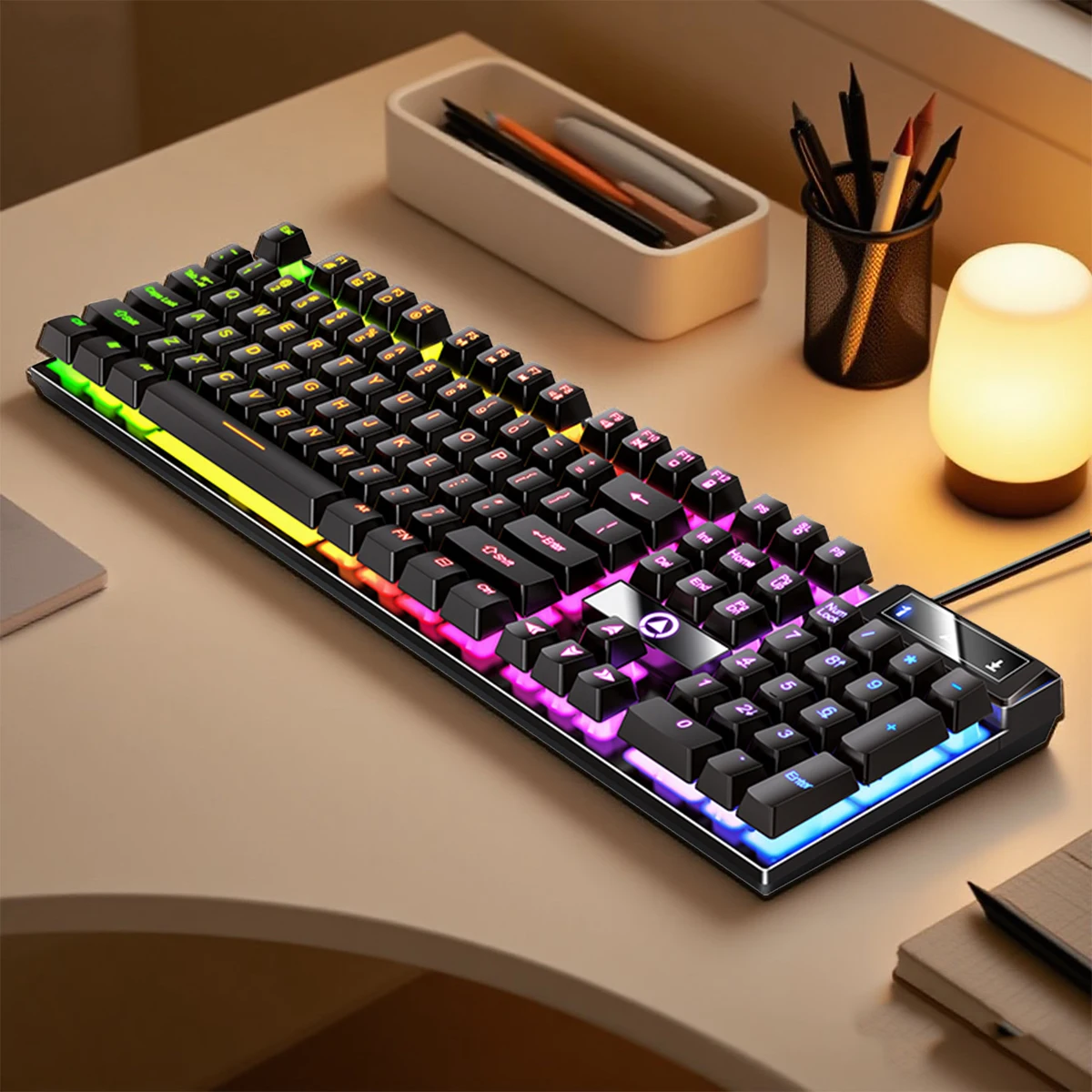 YINDIAO K500 Wired  Keyboard Gaming  Laptop Desktops PC Computer Office Accessories Low Profile Gamer Keyboards With Numpad