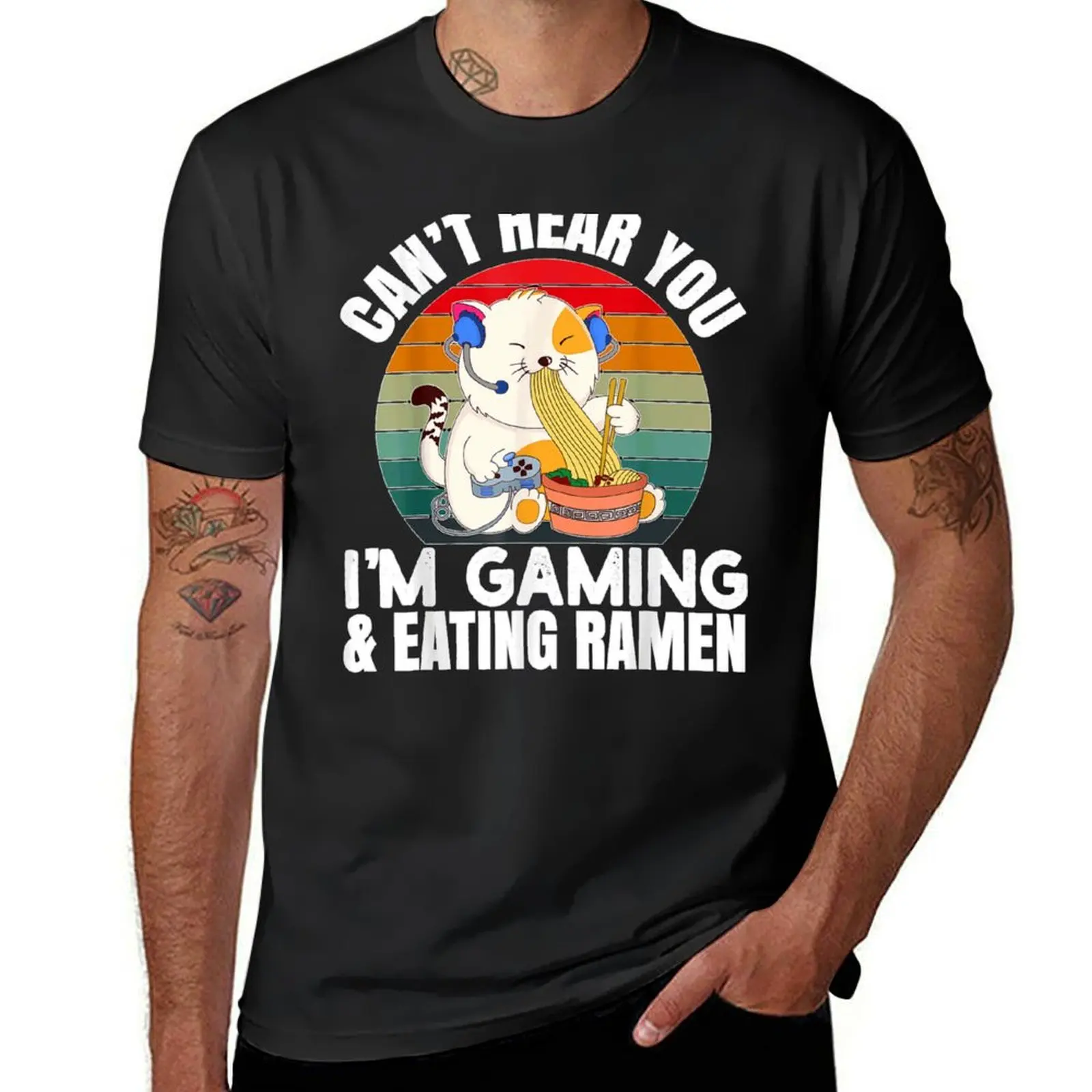 Can't Hear You I'm Gaming Gift Ideo Gamer Ra Intage Cat T-Shirt Blouse quick drying anime men t shirts