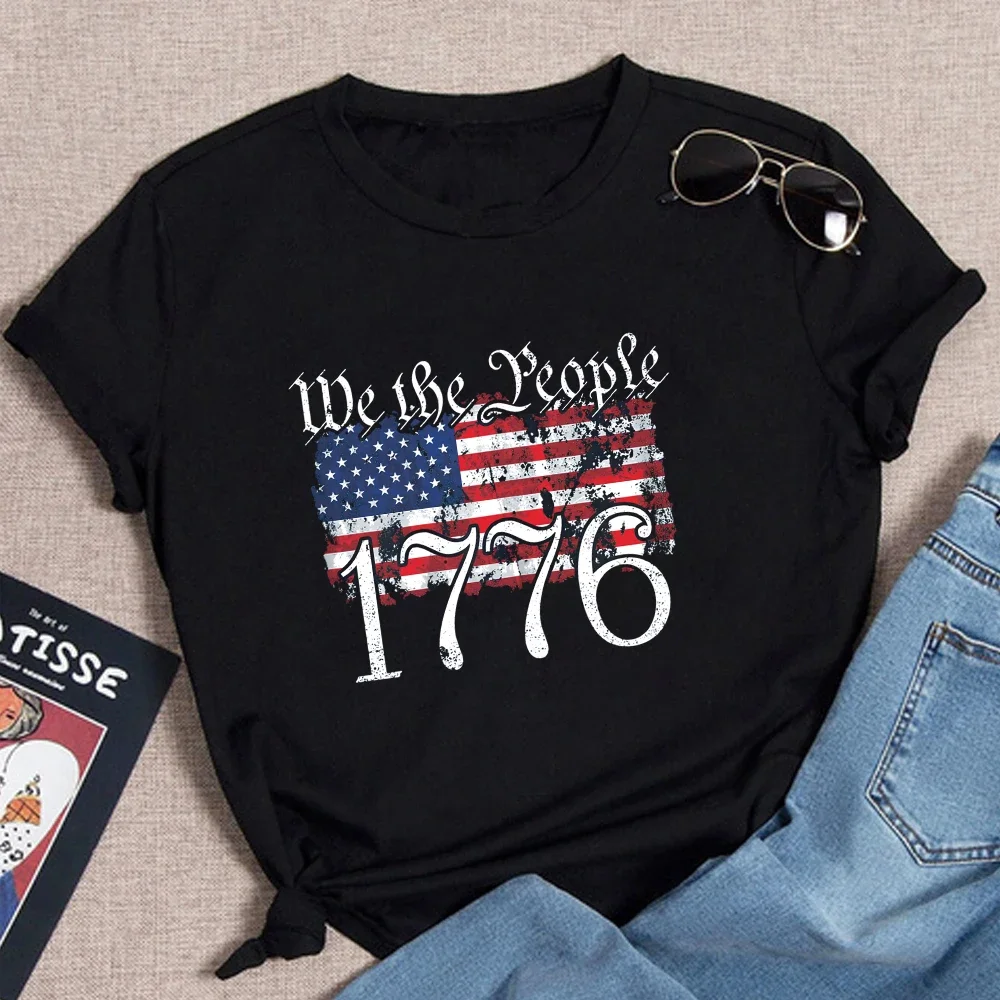 Womens We The People 1776 U.s. Constitution Freedom  American Flag T-shirt