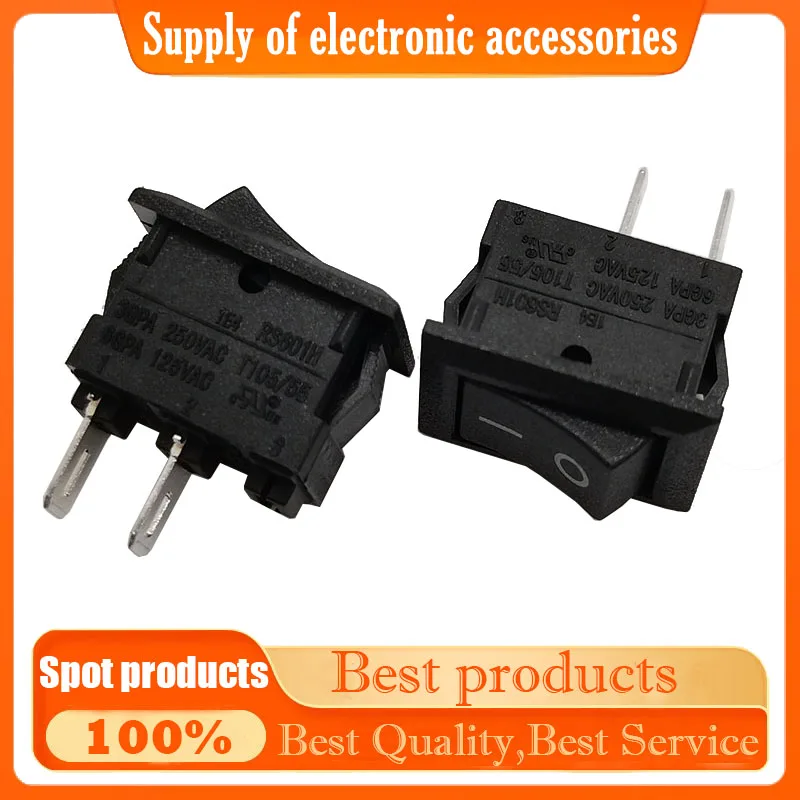 Small switch RS601H, 2 pins, 2 positions, 10*15mm, rocker arm power supply, boat-type switch 3A, 250V