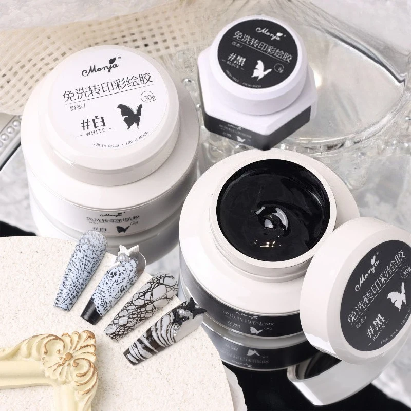 Painting Embossed Gel Nail Polish 3D Black White NailArt Plaster NoWipe Drawing Painting Carving Gel Relief Pattern DIY Manicure