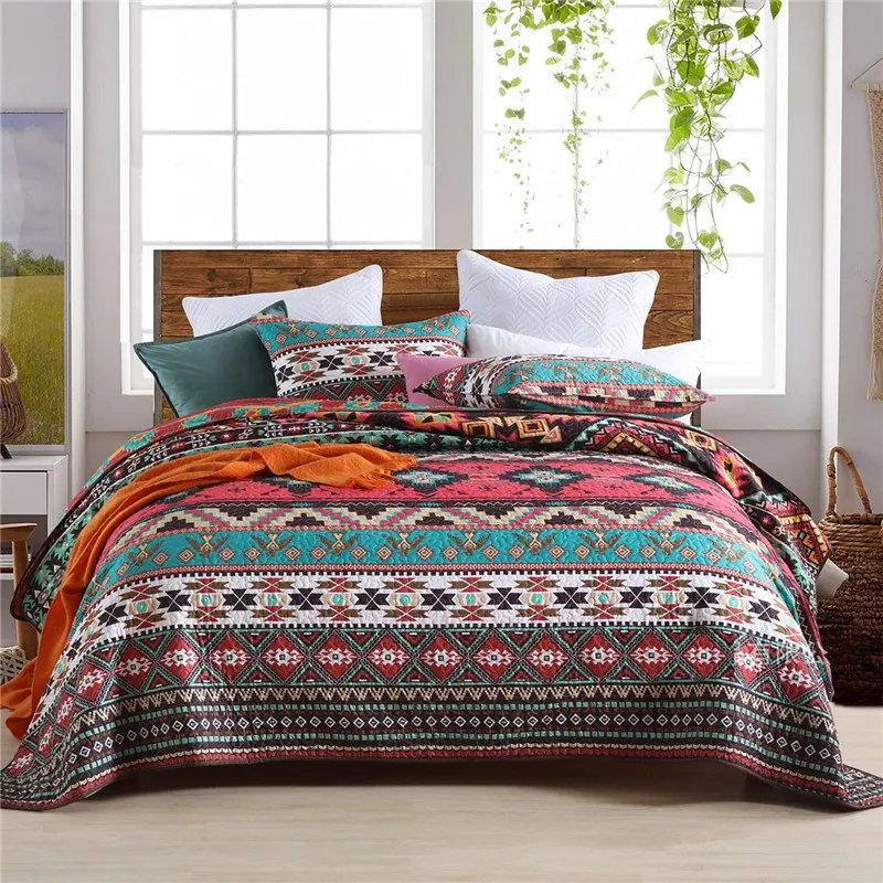 Bohemian Padded Home Quilted Bedspread on The Bed Linen Summer Duvet Quilt Blanket in Bedroom Coverlet Cubrecam Bed Cover Colcha