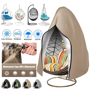 防水パティオハンギング卵チェアカバー風型スイングエッグチェアカバージッパー付きの卵チェアスリップカバーと調整可能な裾のコード 8ベストセールス防水椅子カバー-8