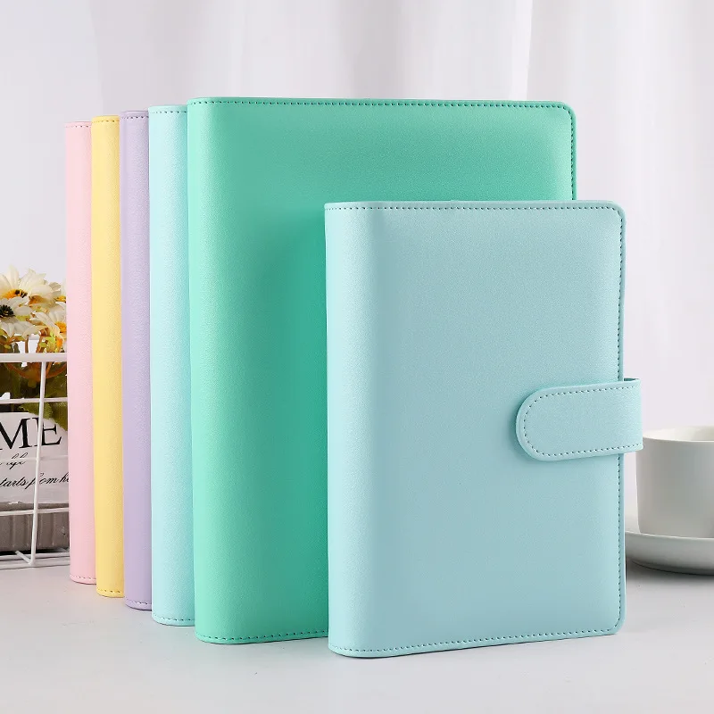 Makronen Farbe A6/A5 PU Leder DIY Binder Notebook Abdeckung Tagebuch Agenda Planer Papier Abdeckung Schule Schreibwaren