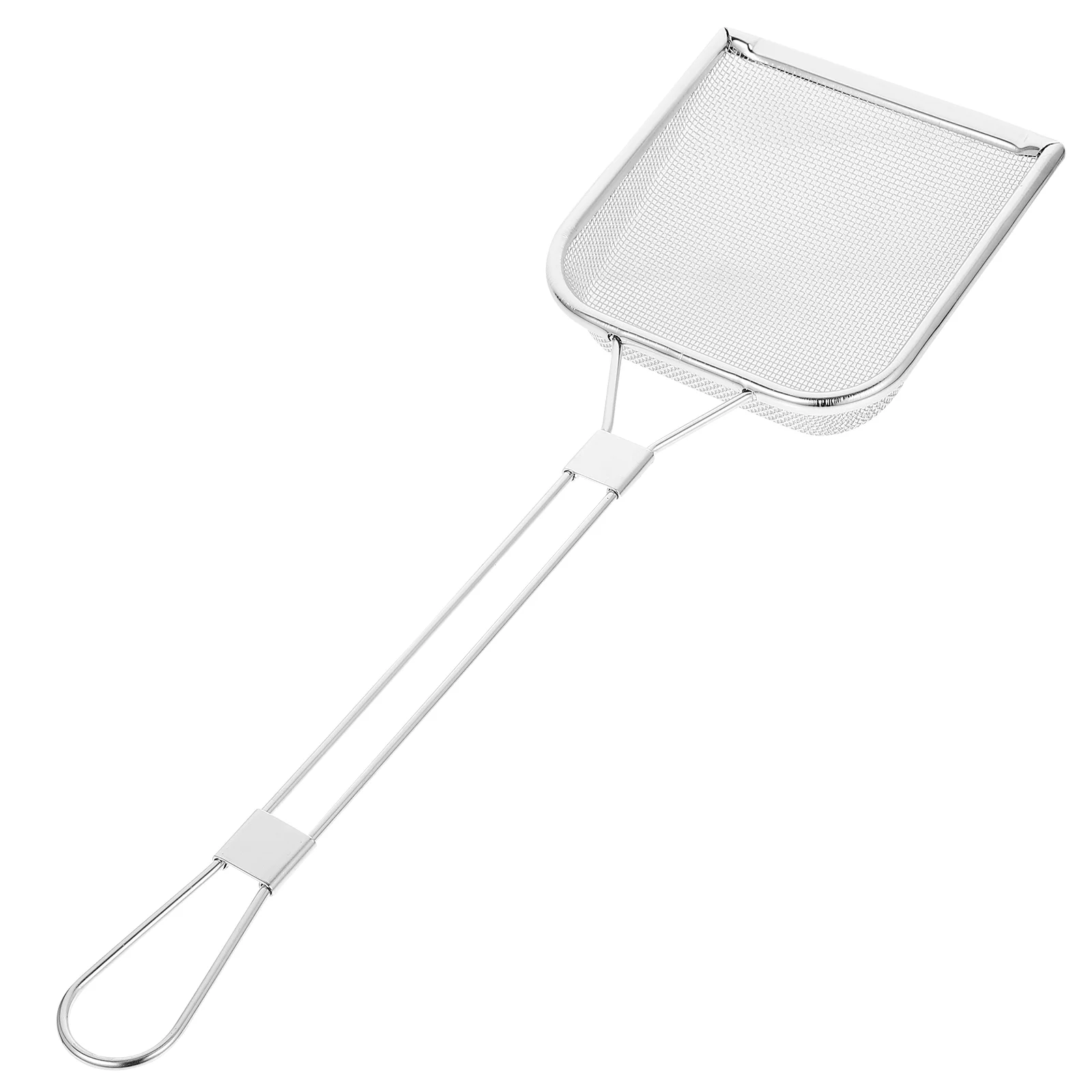 

304 Stainless Steel Square Oil Residue Filter Skimmer Ladle With Wooden Handle Hanging Hole Polished Surface Multi Function