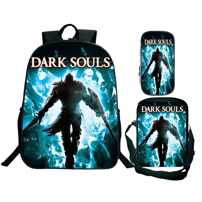 3pcs Set Dark Soul Print Backpack for Boys Girls School Bags Cool Anime Pattern BookBag Kids School Bag Pack Teenager Travel Bag