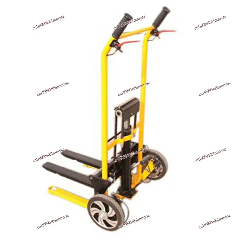 

Mini 200kg load-bearing forklift, portable manual handling stacker, light and small househol lift truck, hydraulic unloading