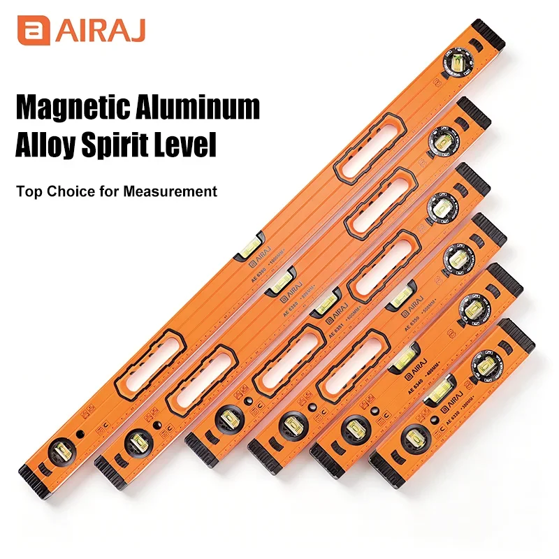 AIRAJ 30-100CM High Precision Spirit Level Magnetic High Bearing Ruler Rustproof Horizontal Ruler Spirit Level Balance Ruler