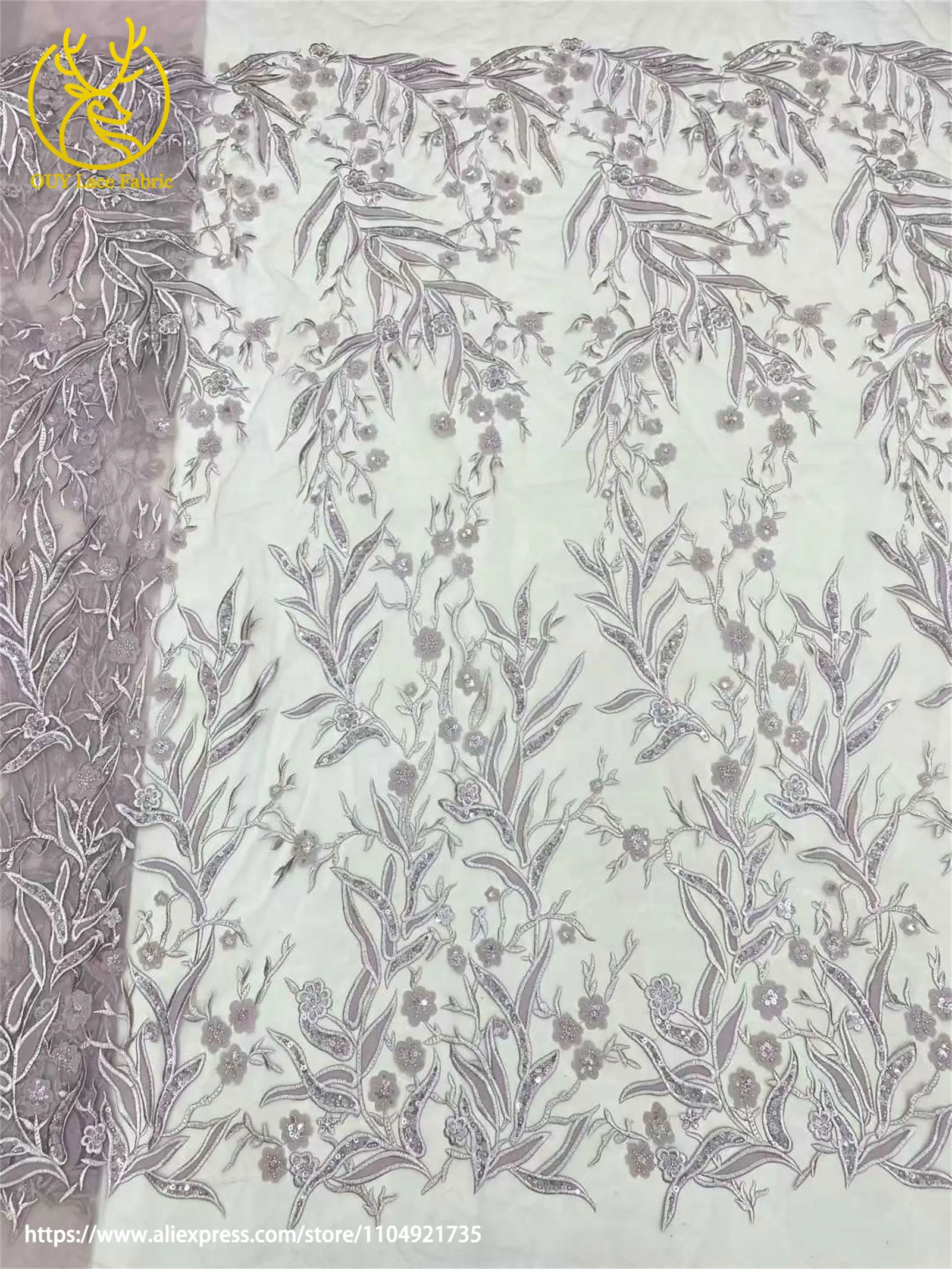 Mode Französisch Mesh Bräutigam Bestickte Spitze Stoff Hohe Qualität Afrikanische Nigerian Pailletten Spitze Stoff Damen Hochzeit Party Kleider – Detail 8