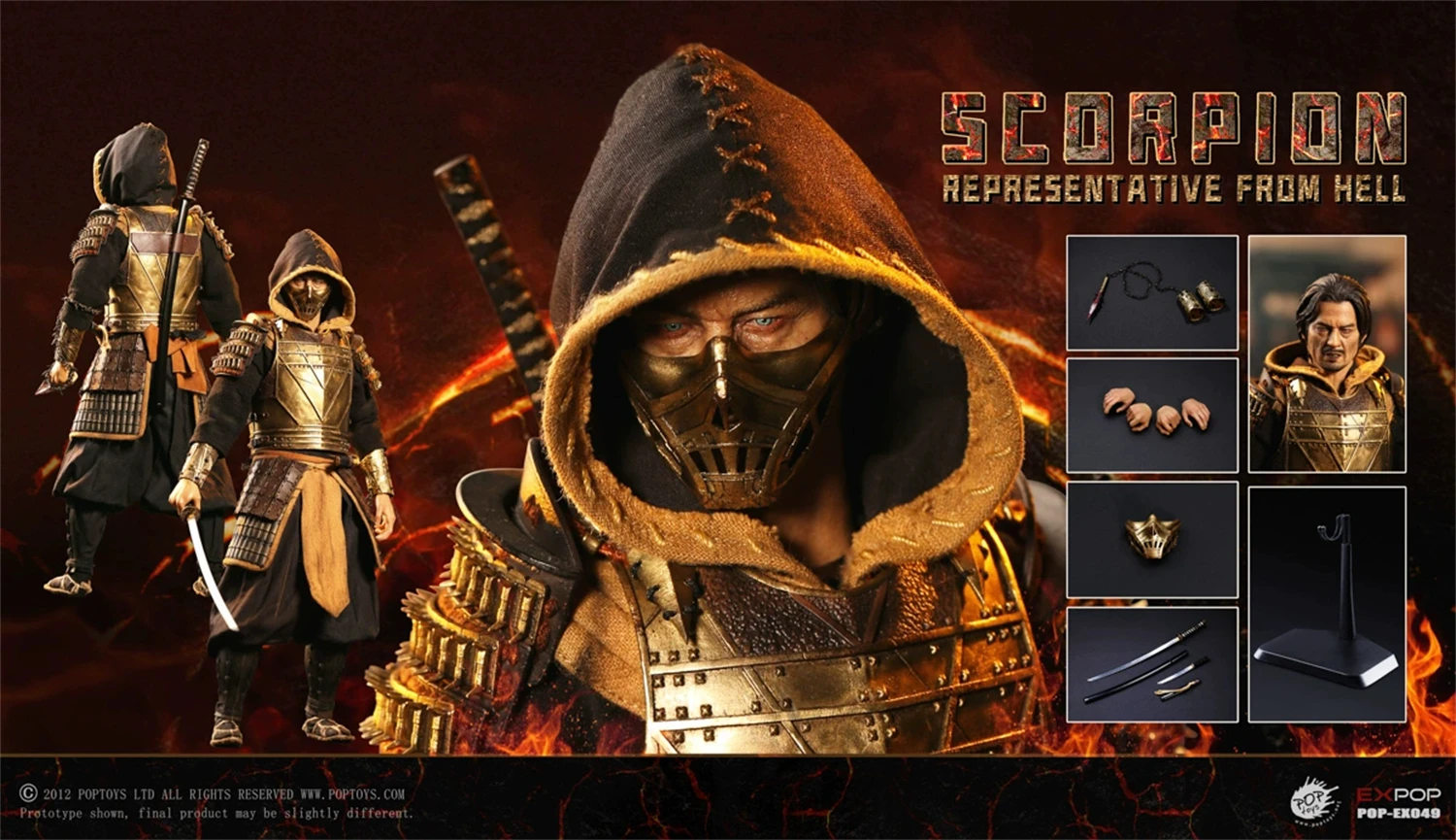 POPTOYS 1/6 EX049 Representative from Hell Warrior Scorpion Action Figure Model 12inches Collection Doll Toys