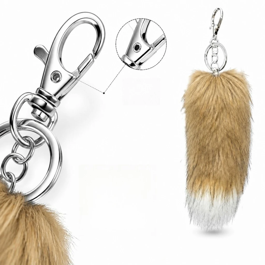 Faux Fox Fur Tail Keychain for Bags and Accessories