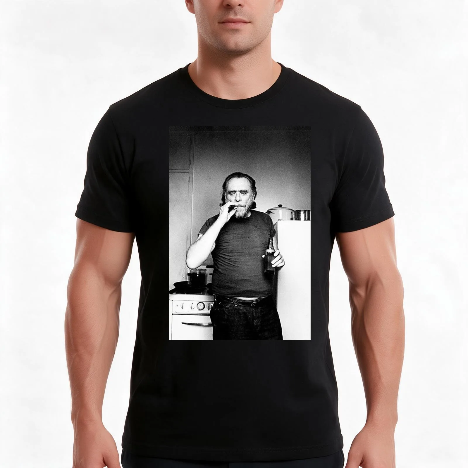 Bukowski Casual T-Shirt Summer Casual Cotton Tee Oversized Streetwear Tops Vintage Graphic Print Loose Fit Short Sleeve