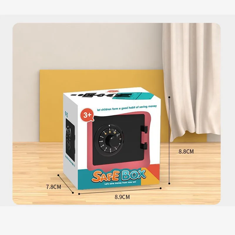 صندوق نقود بنك صغير مع كلمة مرور دوارة ، صندوق توفير ، إيداع تلقائي ، صحافة تلقائية ، آمنة ، هدية عيد الميلاد ، عملات معدنية