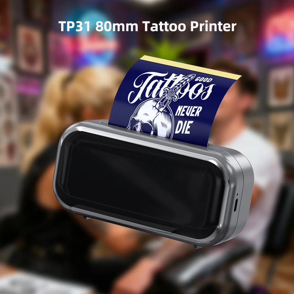 TP31 Tattoo Printer 80mm Thermal Tattoo Maker Portable Wireless Bluetooth PrinterCompatible with Phone Tablet for Artists