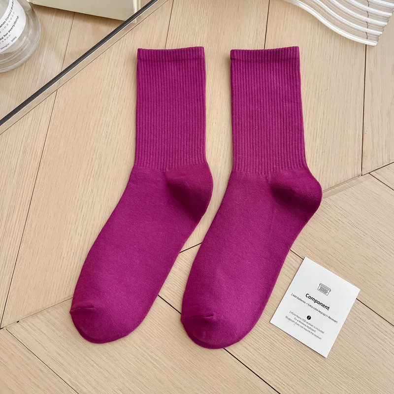 1 Paar Damensocken, rot, weiß, schwarz, Söckchen, atmungsaktiv, sportlich, bequem, einfarbig, Baumwolle, Bodensocken für Mädchen, Strumpfwaren – Detail 34