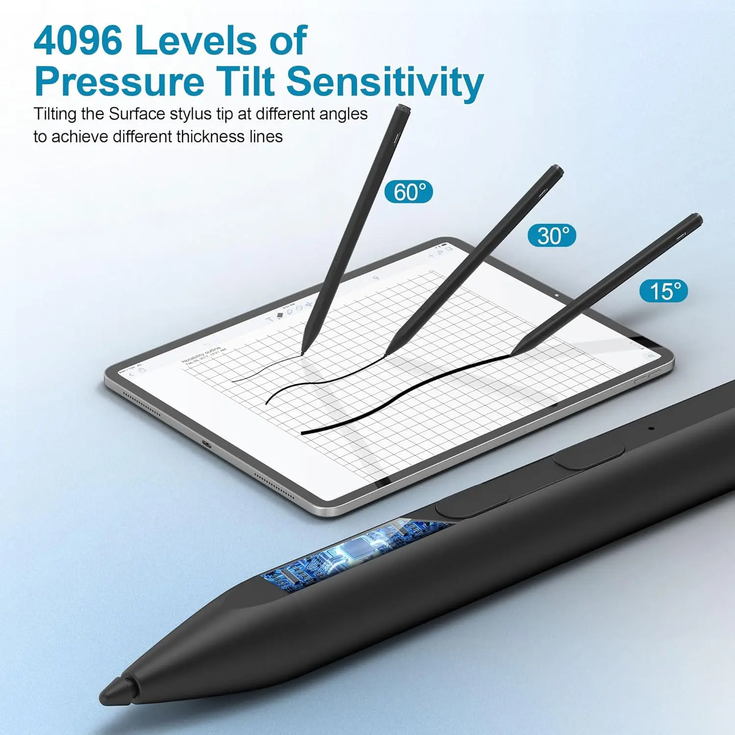 Stylus Pen for Microsoft Surface Pro 12 11 10 9 8 X 7 6 Book Laptop, Touch Pen for ASUS HP Dell Palm Rejection Tablet Pencil 4
