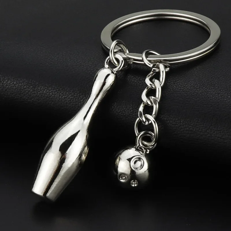 Sport Ball Key Chains Metal Badminton Racket Table Tennis Billiards Rugby Golf Keyring Backpack Car Key Pendant Gift Accessories