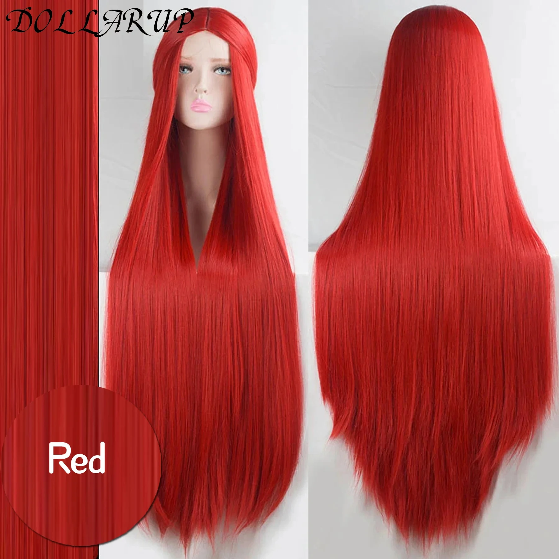 JKL 100 سنتيمتر الاصطناعية طويل مستقيم شعر مستعار تأثيري مع الانفجارات امرأة أنيمي أومبير شعر مستعار الوردي الأخضر الذهب شعر مستعار مقاوم للحرارة #5