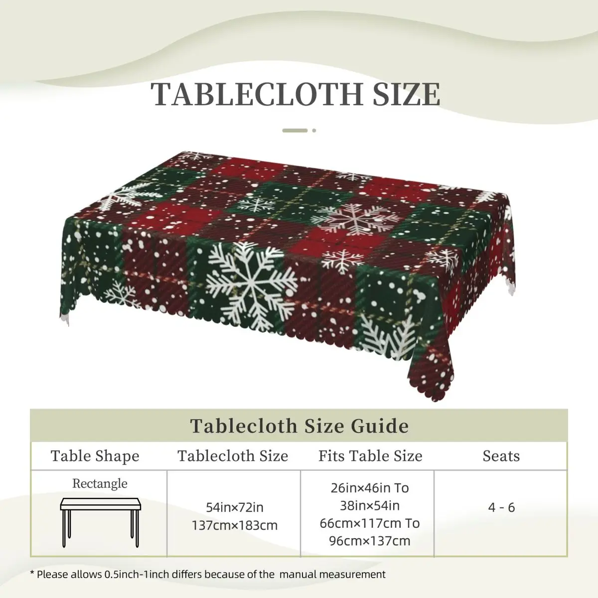Merry Christmas & Happy Holidays! Customized Rectangular Tablecloth Waterproof Table Cover for Festival Decorations Table Cloth