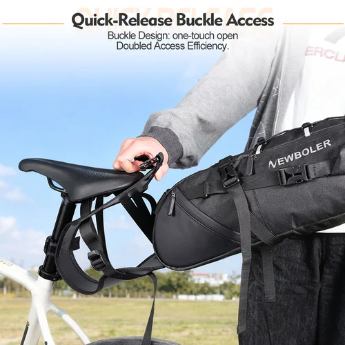 Imagen 2 del producto NEWBOLER-soporte para bolsa de sillín de bicicleta, portaequipajes trasero de liberación rápida, bolsa impermeable de gran capacidad para bicicleta de montaña y carretera
