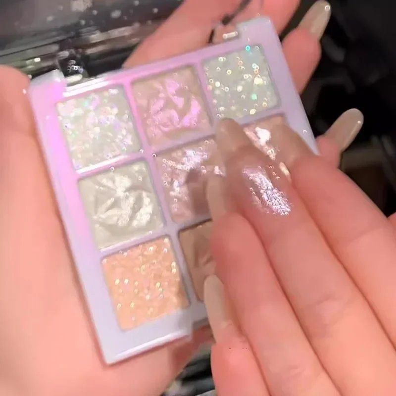 ندفة الثلج 9 ألوان عينيه لوحة بريق لؤلؤة عيون طقم مكياج الشمبانيا يسلط الضوء على لهجة باردة الساحرة المدمجة عينيه #4