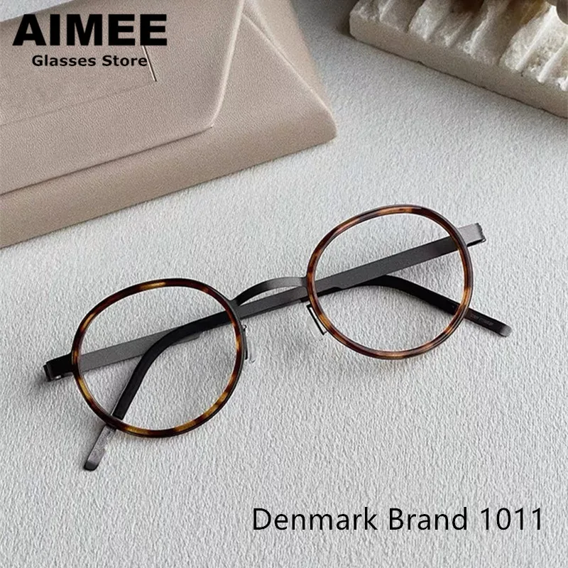 Handmade Brand Design Ultralight Glasses Frame Men Women Vintage Round Screwless Eyeglasses Frames High Quality Titanium Eyewear