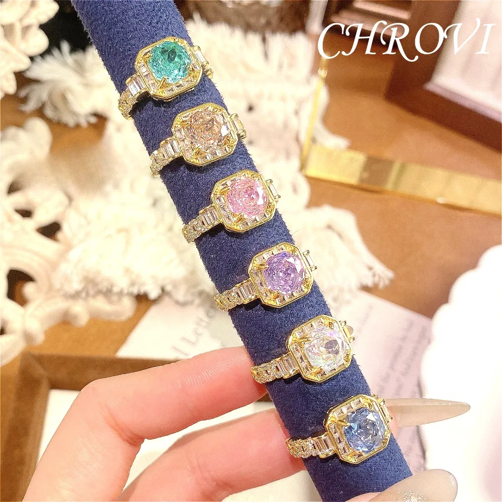 

Hot-selling light luxury 925 sterling silver millennium rose ring for women, set with diamond square stones jewelry