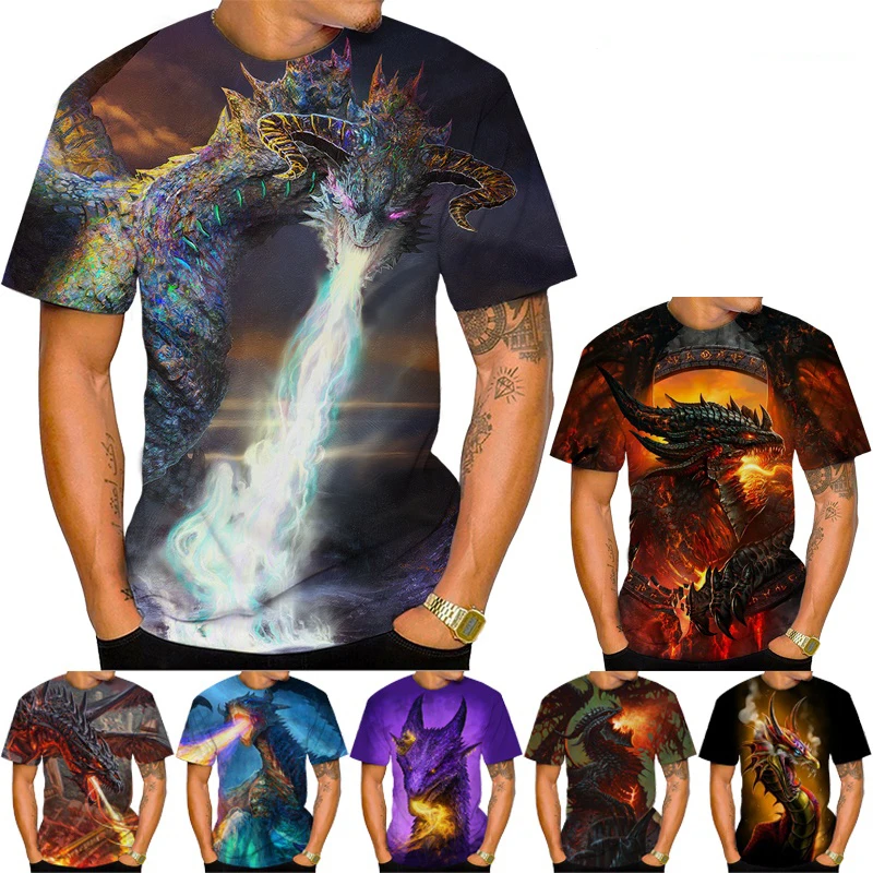 New Dragon 3D T Shirt Fashion Men's Unisex Casual Cool Short Sleeved T Shirts