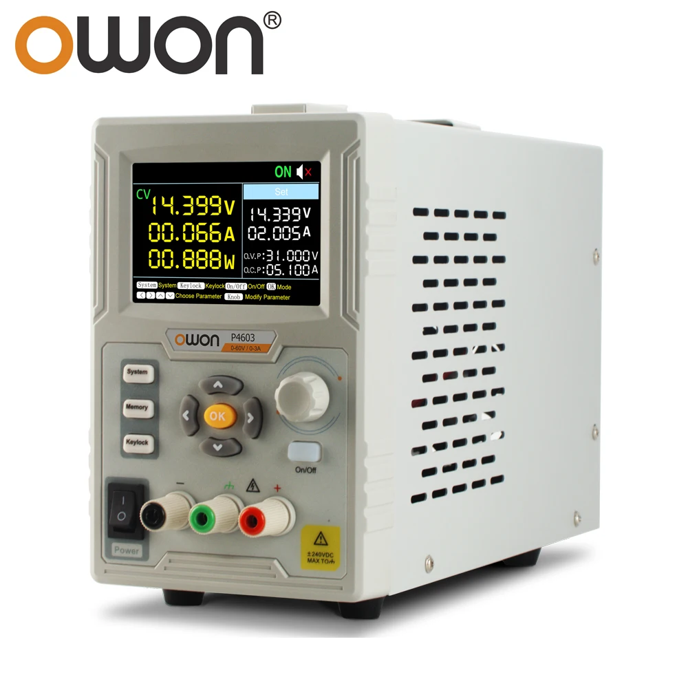 OWON P4603 60V 3A 180W P4305 30V 5A 150W 1CH Liner DC Power Supply Single Channel CC CV 1mV/1mA Regulated Switching Power Source